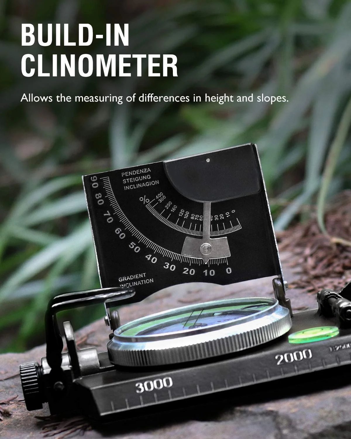 Compass Integrated Clinometer Waterproof Aluminum Glow Needle