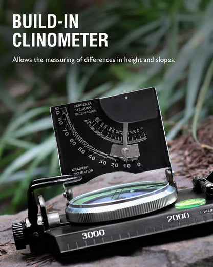 Compass Integrated Clinometer Waterproof Aluminum Glow Needle