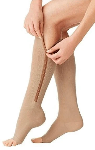 Compression Socks Zip-Up Open Toe 20–30 mmHg Support