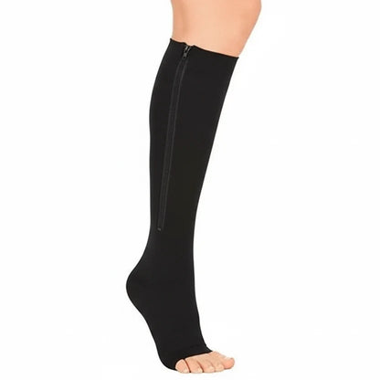 Compression Socks Zip-Up Open Toe 20–30 mmHg Support