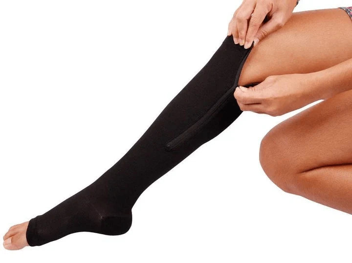 Compression Socks Zip-Up Open Toe 20–30 mmHg Support