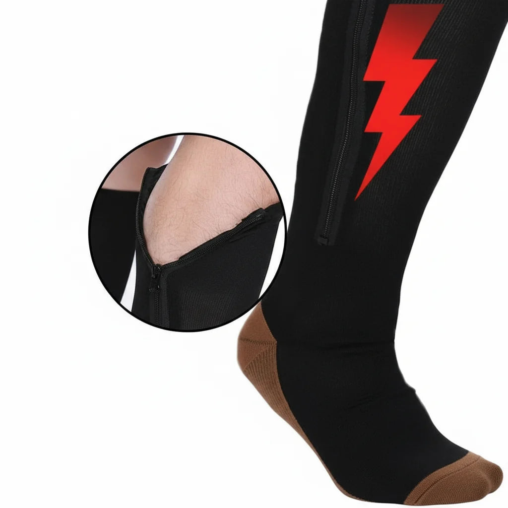 Compression Socks Zip-Up Open Toe 20–30 mmHg Support