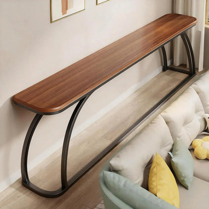 Console Table Slim Engineered Wood Top Steel Frame Space-Saving