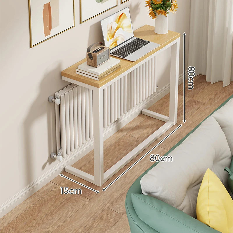 Console Table Slim Engineered Wood Top Steel Frame Space-Saving