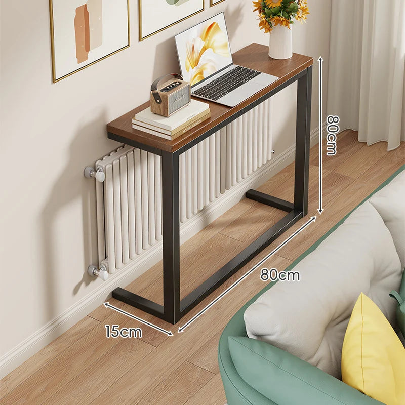 Console Table Slim Engineered Wood Top Steel Frame Space-Saving