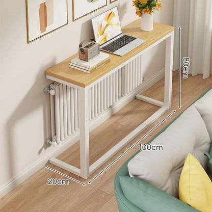 Console Table Slim Engineered Wood Top Steel Frame Space-Saving