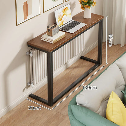 Console Table Slim Engineered Wood Top Steel Frame Space-Saving