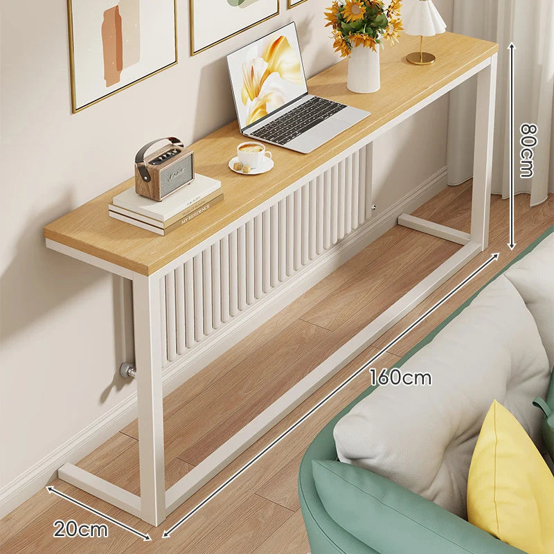 Console Table Slim Engineered Wood Top Steel Frame Space-Saving