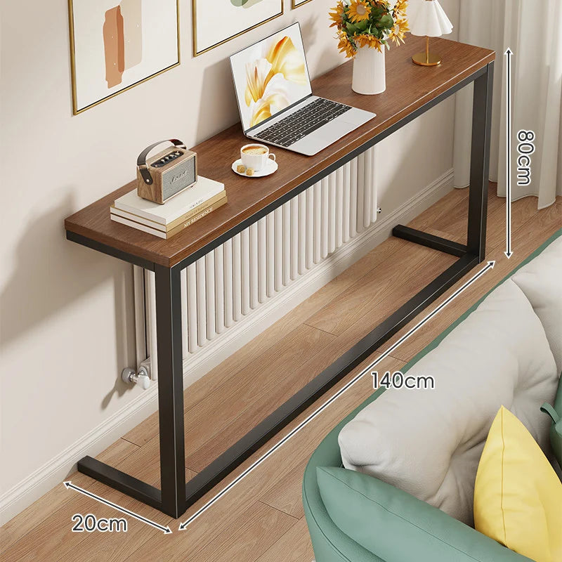 Console Table Slim Engineered Wood Top Steel Frame Space-Saving
