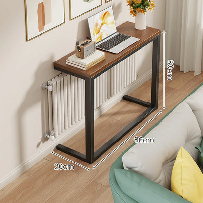 Console Table Slim Engineered Wood Top Steel Frame Space-Saving