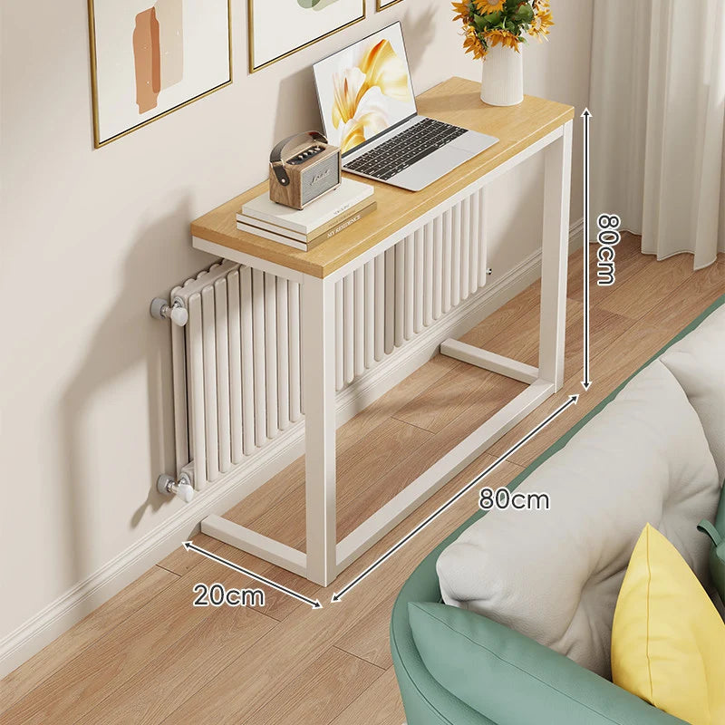Console Table Slim Engineered Wood Top Steel Frame Space-Saving
