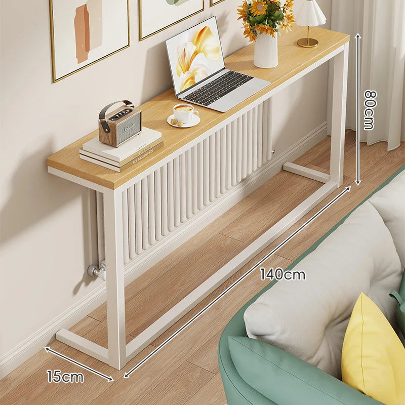 Console Table Slim Engineered Wood Top Steel Frame Space-Saving