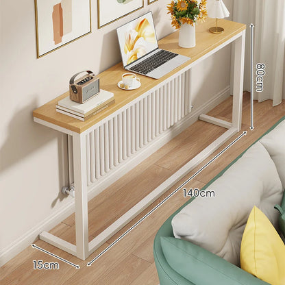 Console Table Slim Engineered Wood Top Steel Frame Space-Saving