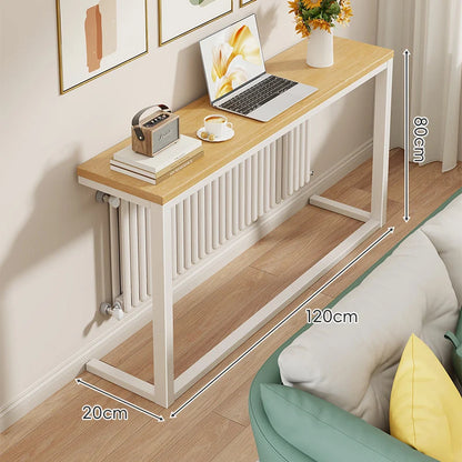 Console Table Slim Engineered Wood Top Steel Frame Space-Saving