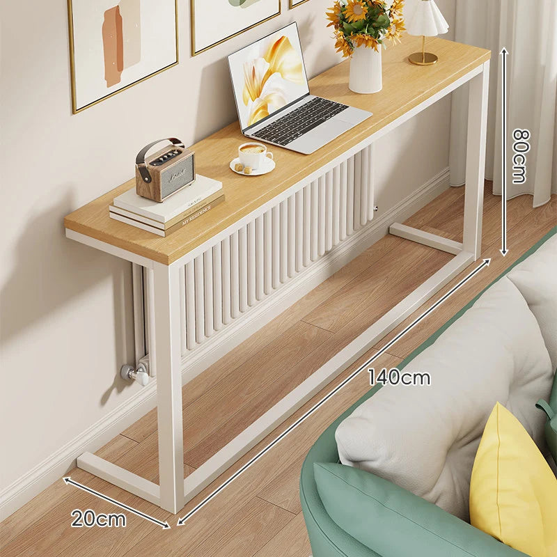 Console Table Slim Engineered Wood Top Steel Frame Space-Saving