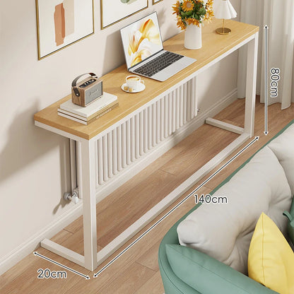 Console Table Slim Engineered Wood Top Steel Frame Space-Saving