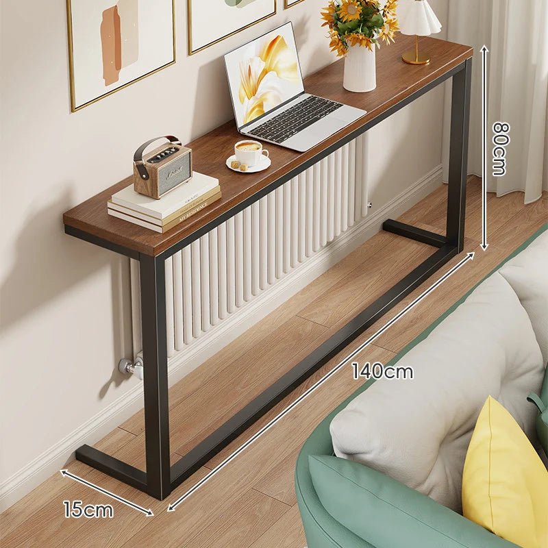 Console Table Slim Engineered Wood Top Steel Frame Space-Saving