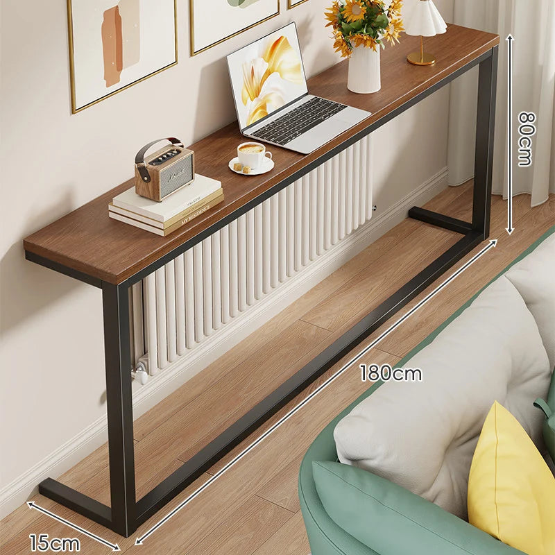 Console Table Slim Engineered Wood Top Steel Frame Space-Saving