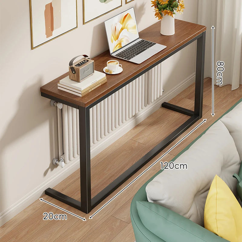 Console Table Slim Engineered Wood Top Steel Frame Space-Saving