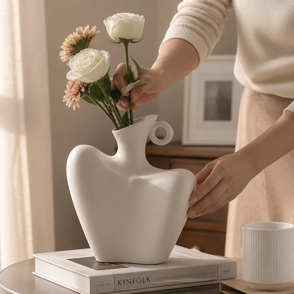 Contemporary Sculptural Ceramic Vase For Fresh & Dried Flowers