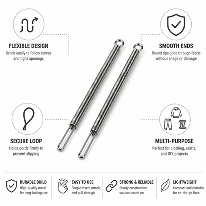 Cord Threading Tool Flexible Shaft & Smooth Tips