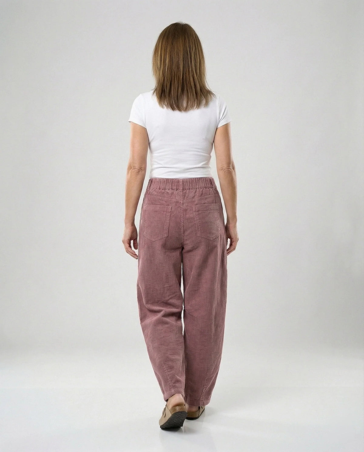 Corduroy Trousers Wide Leg Stretch Fabric Elastic Waistband