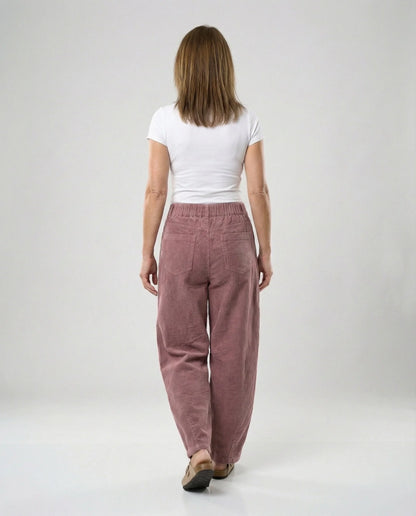 Corduroy Trousers Wide Leg Stretch Fabric Elastic Waistband