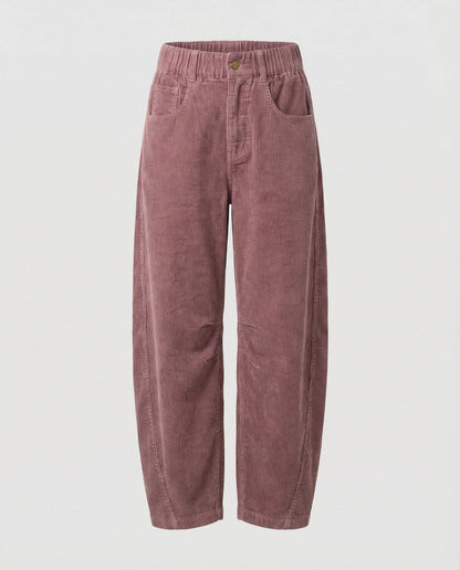 Corduroy Trousers Wide Leg Stretch Fabric Elastic Waistband