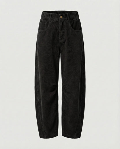 Corduroy Trousers Wide Leg Stretch Fabric Elastic Waistband