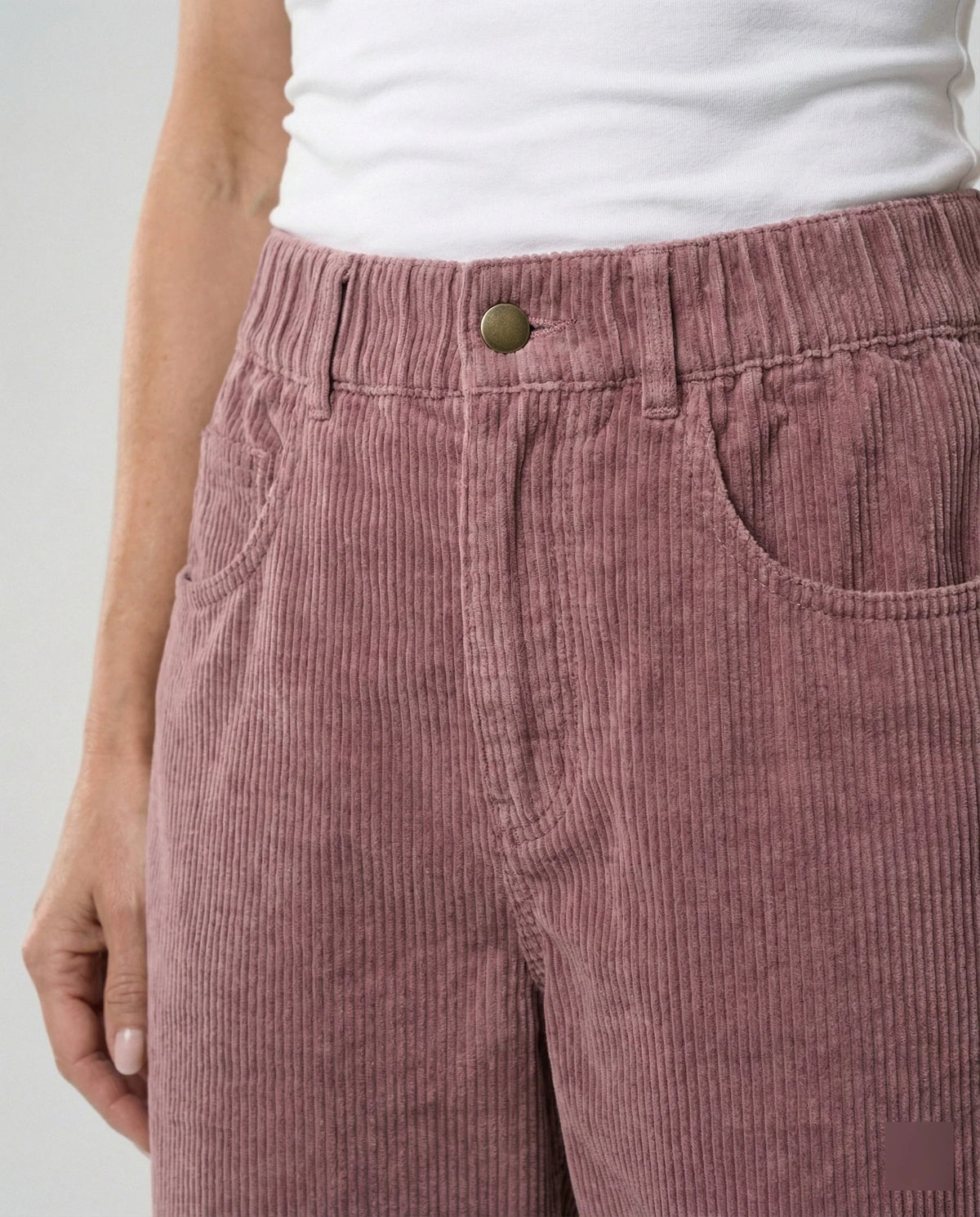 Corduroy Trousers Wide Leg Stretch Fabric Elastic Waistband