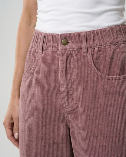 Corduroy Trousers Wide Leg Stretch Fabric Elastic Waistband