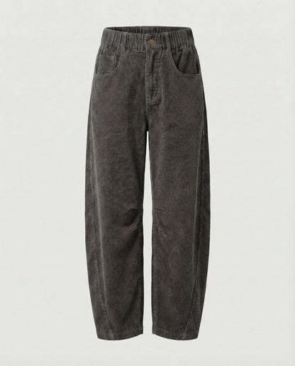 Corduroy Trousers Wide Leg Stretch Fabric Elastic Waistband