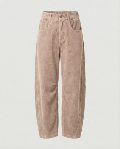 Corduroy Trousers Wide Leg Stretch Fabric Elastic Waistband