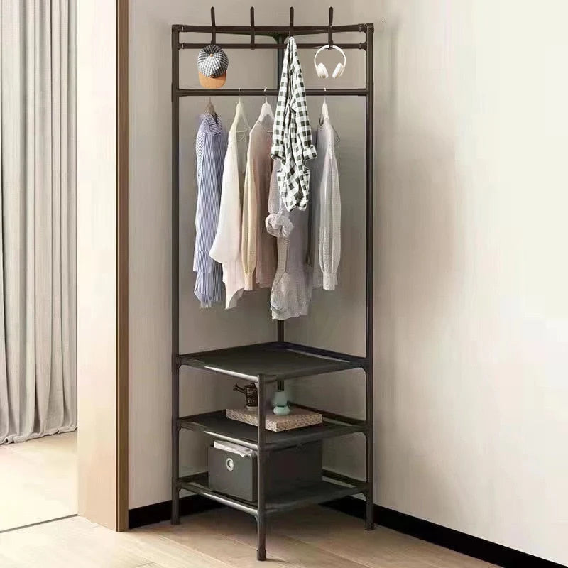Corner Clothes Rack Steel Space-Saving Open Design