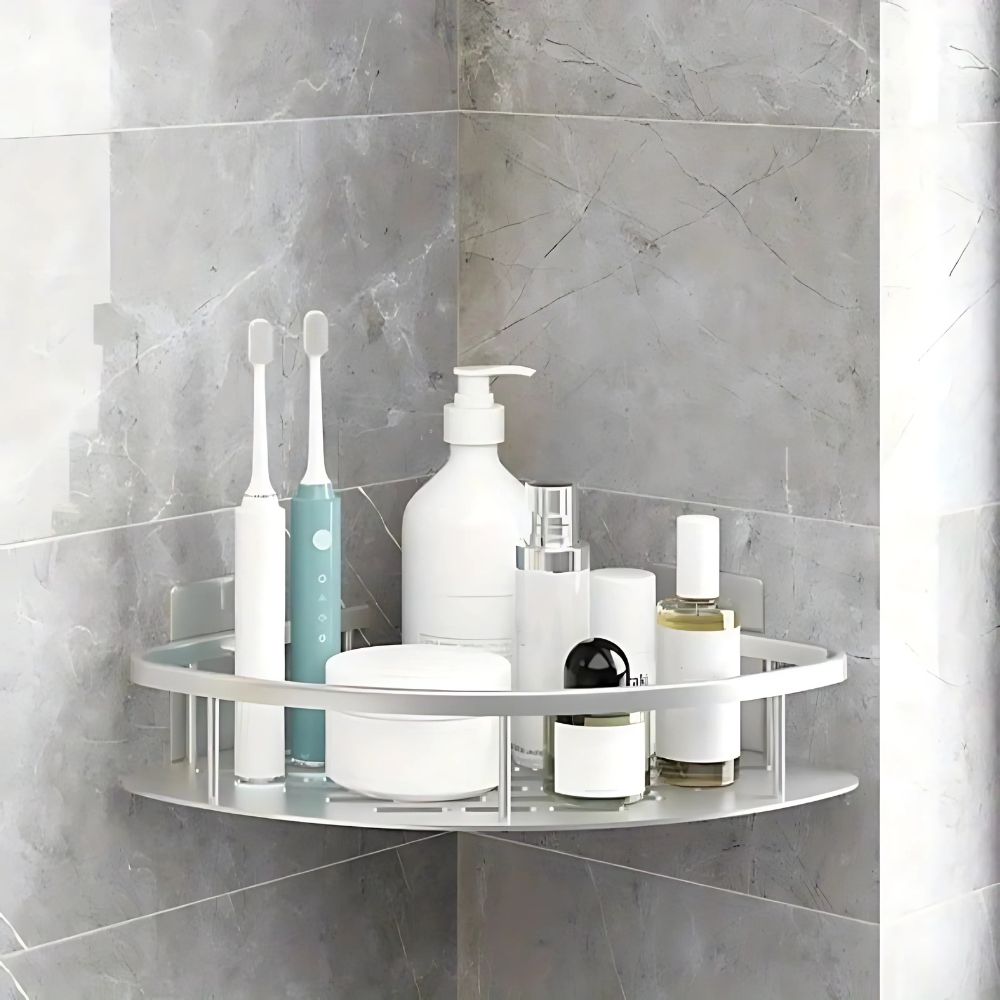 Corner Shower Shelf Drill-Free Aluminum 110 lb Capacity