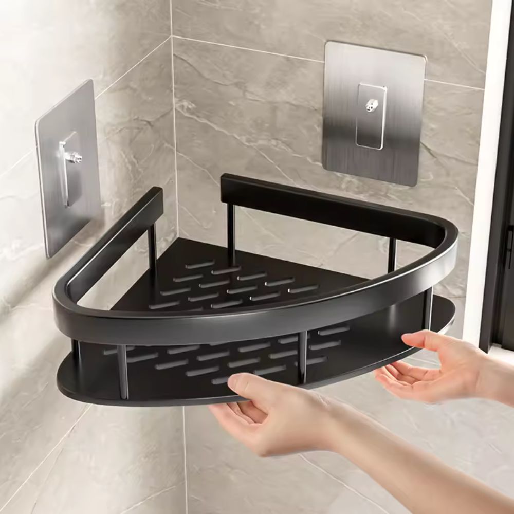 Corner Shower Shelf Drill-Free Aluminum 110 lb Capacity