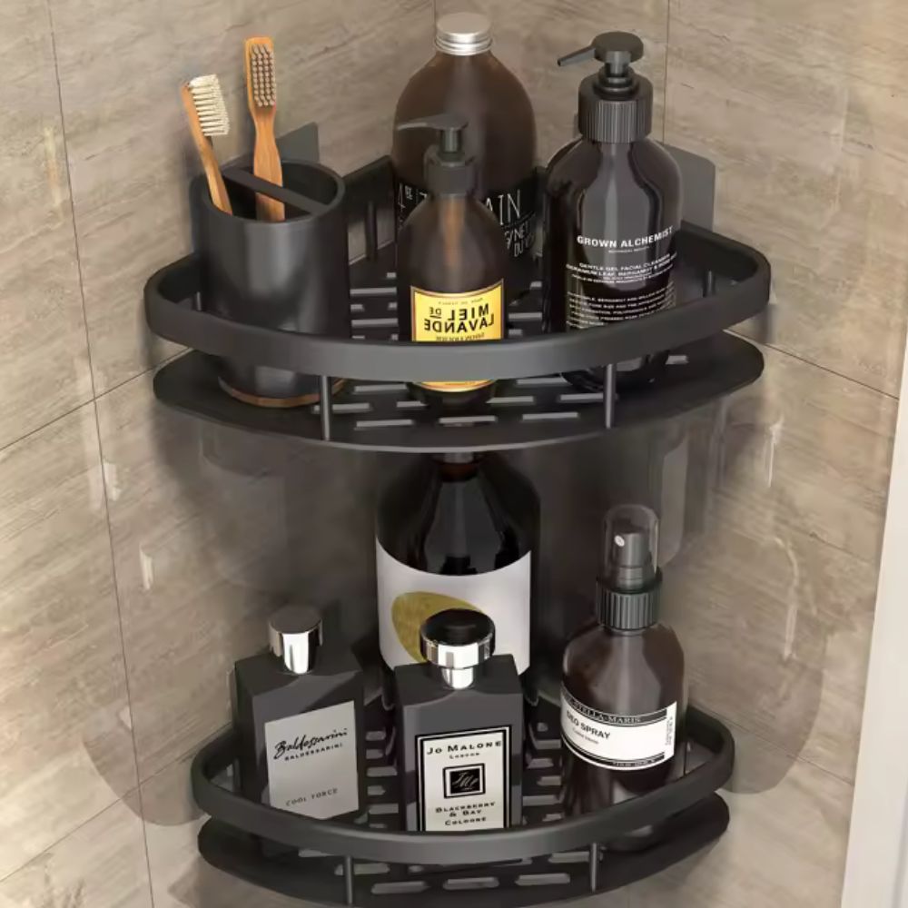 Corner Shower Shelf Drill-Free Aluminum 110 lb Capacity