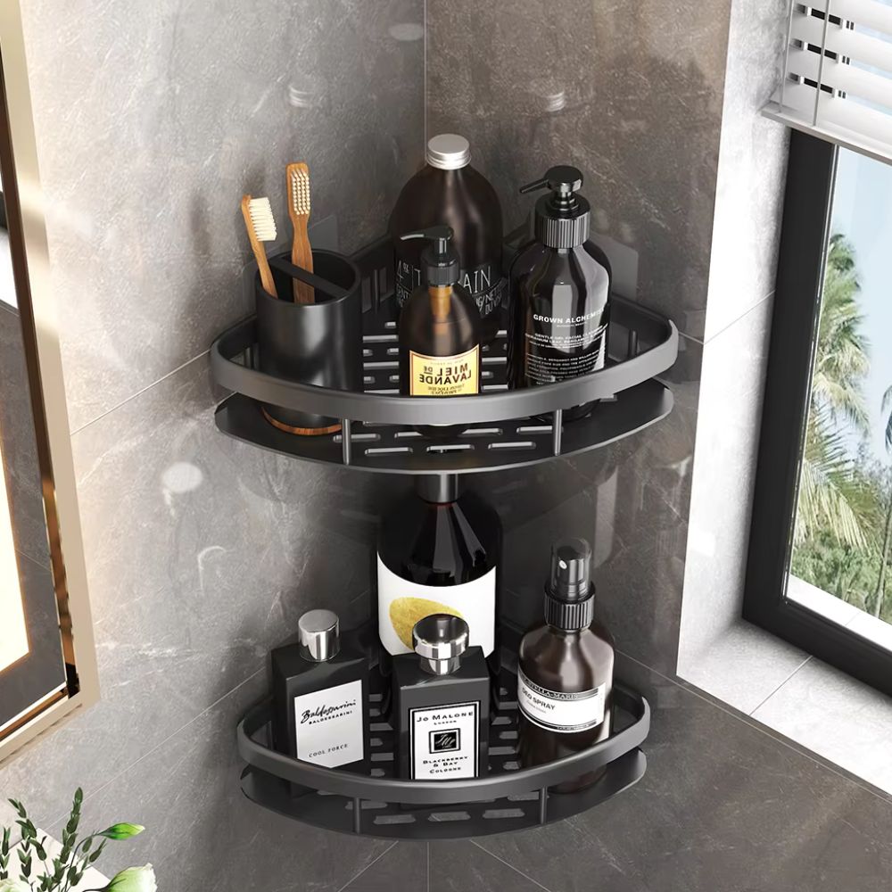 Corner Shower Shelf Drill-Free Aluminum 110 lb Capacity