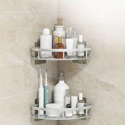 Corner Shower Shelf Drill-Free Aluminum 110 lb Capacity