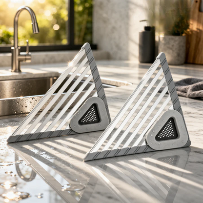 Corner Sink Organizer Space-Saving Sloped Drain Rust Resistant Aluminum