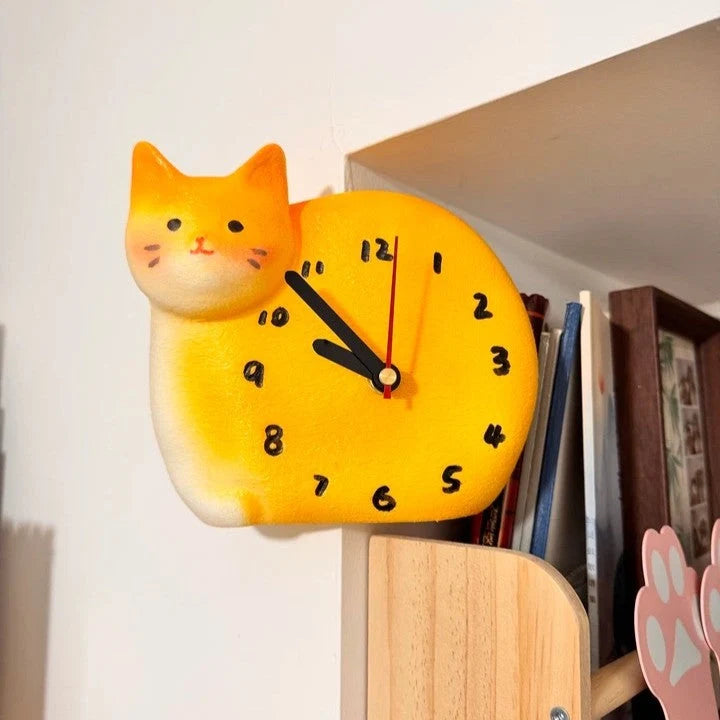 Corner Wall Clock 3D Cat Design Space-Saving Mount