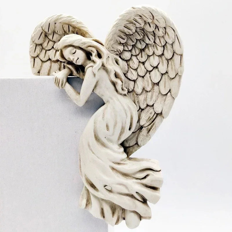 Corner Wall Sculpture Ivory Resin Easy Mounting