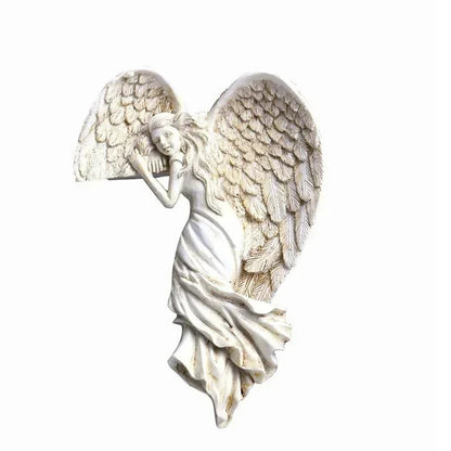 Corner Wall Sculpture Ivory Resin Easy Mounting