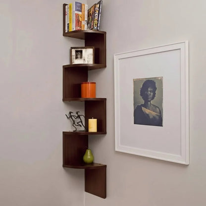 Corner Wall Shelf Multi-Tier MDF Space-Saving Storage