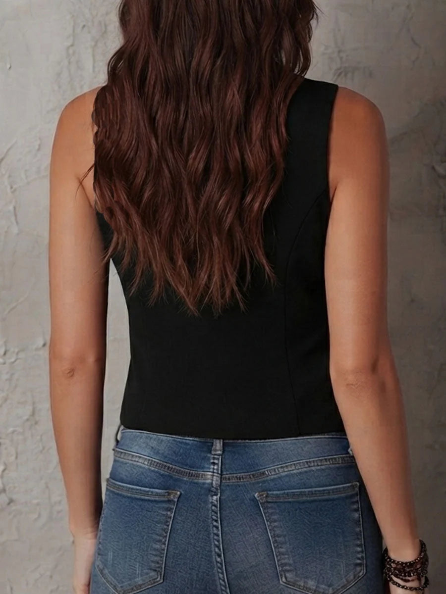 Corset Vest Zip-Front Lace Trim Waist-Defining Silhouette