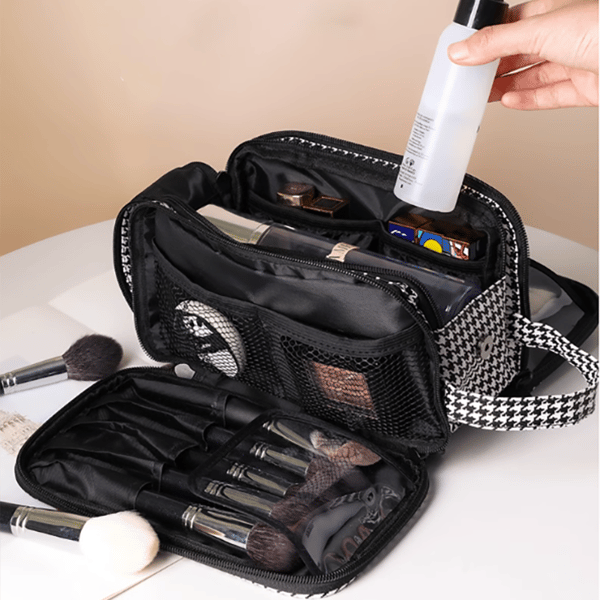 Cosmetic Bag Multiple Compartments & Elastic Bands