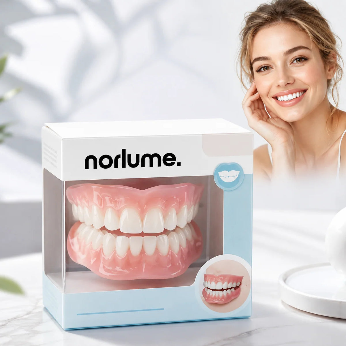 Cosmetic Denture Set Moldable Removable Upper & Lower