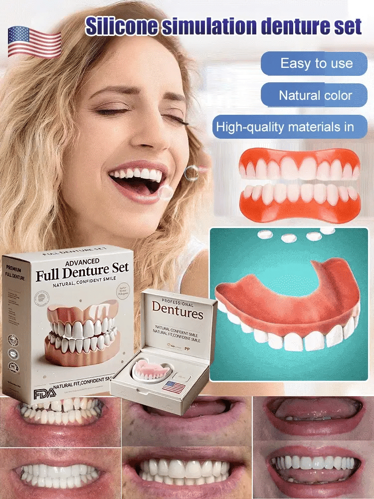 Cosmetic Denture Set Warm-Water Moldable Reusable Upper & Lower Pieces