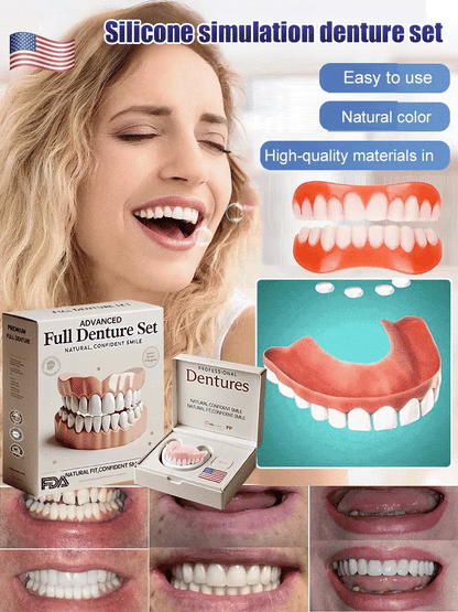 Cosmetic Denture Set Warm-Water Moldable Reusable Upper & Lower Pieces