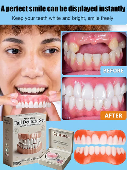 Cosmetic Denture Set Warm-Water Moldable Reusable Upper & Lower Pieces